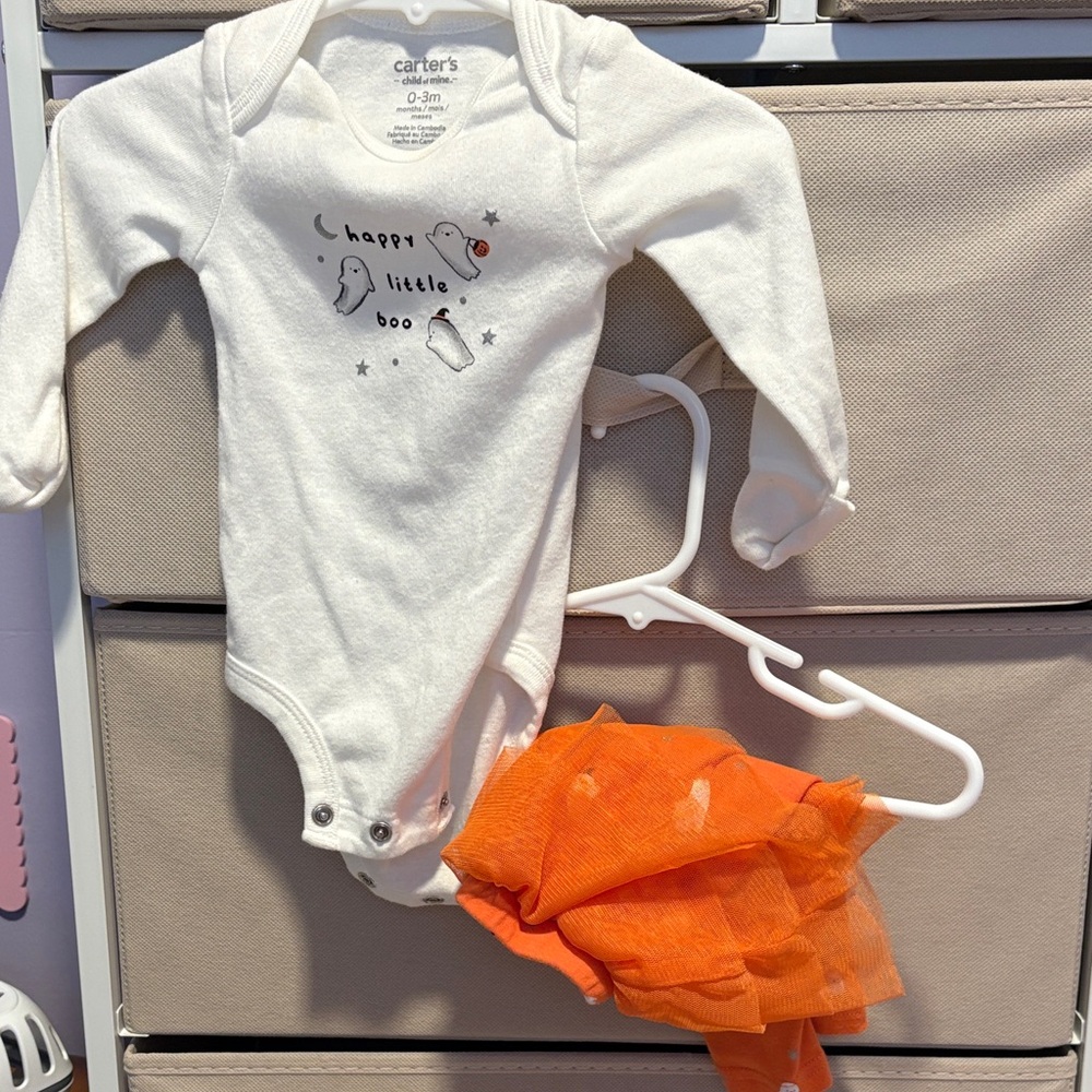 Carter's White Bodysuit with Orange Accents - Happy Little Boo